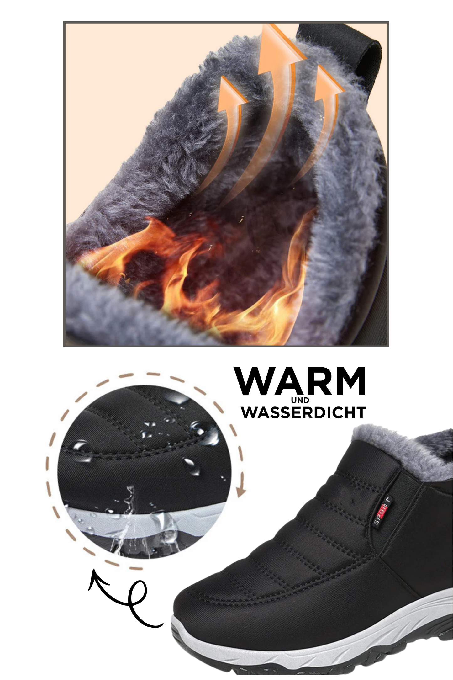 Unisex Stiefeletten Slip-On gefüttert rutschfest warm bequem