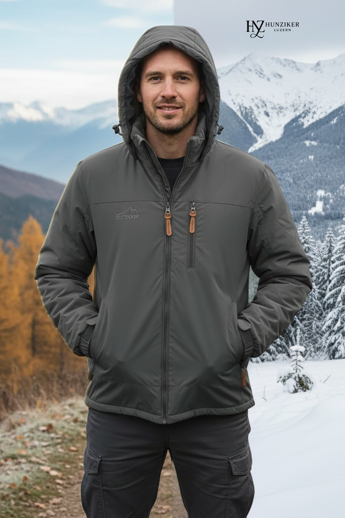 Herren Wintermantel Thermo Regular Fit Fleece gefüttert Wasserdicht Winddicht Kapuze abnehmbar
