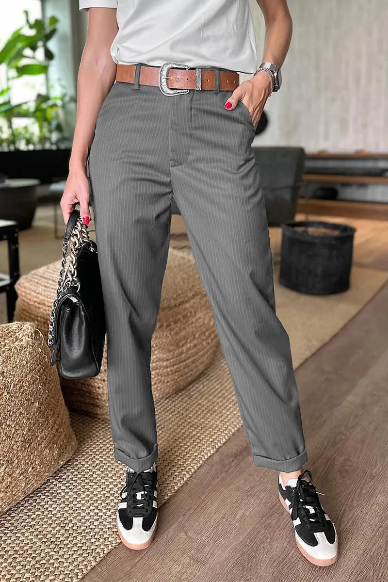 Damenhose hohe Taille gerade Passform elegant atmungsaktiv, knitterarm