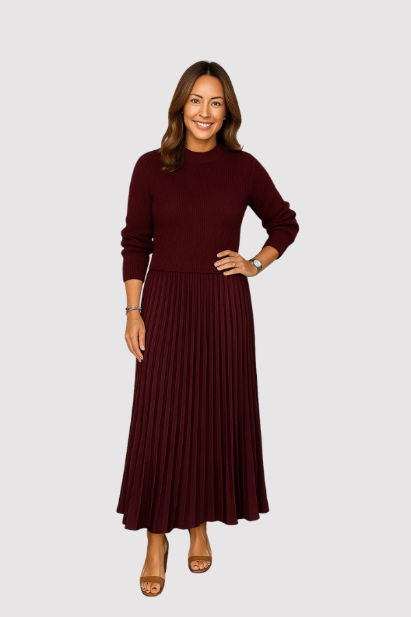 Damen Plisseekleid elastischer Bund fließend feminin Passform vielseitig elegant