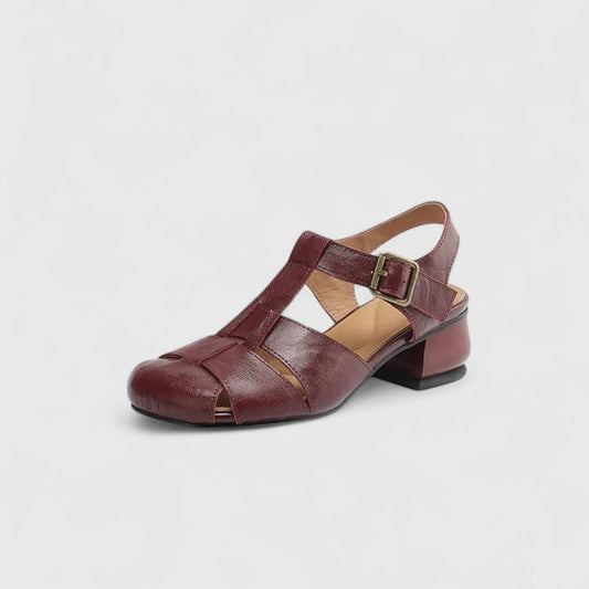 Damen Blockabsatz Schnalle Riemen Slip Sandalen einfach bequem
