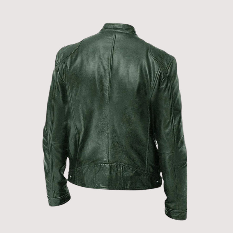 Herren Lederjacke Regular Fit Echtleder Stehkragen Reißverschluss Hüftlang Casual Business Elegant