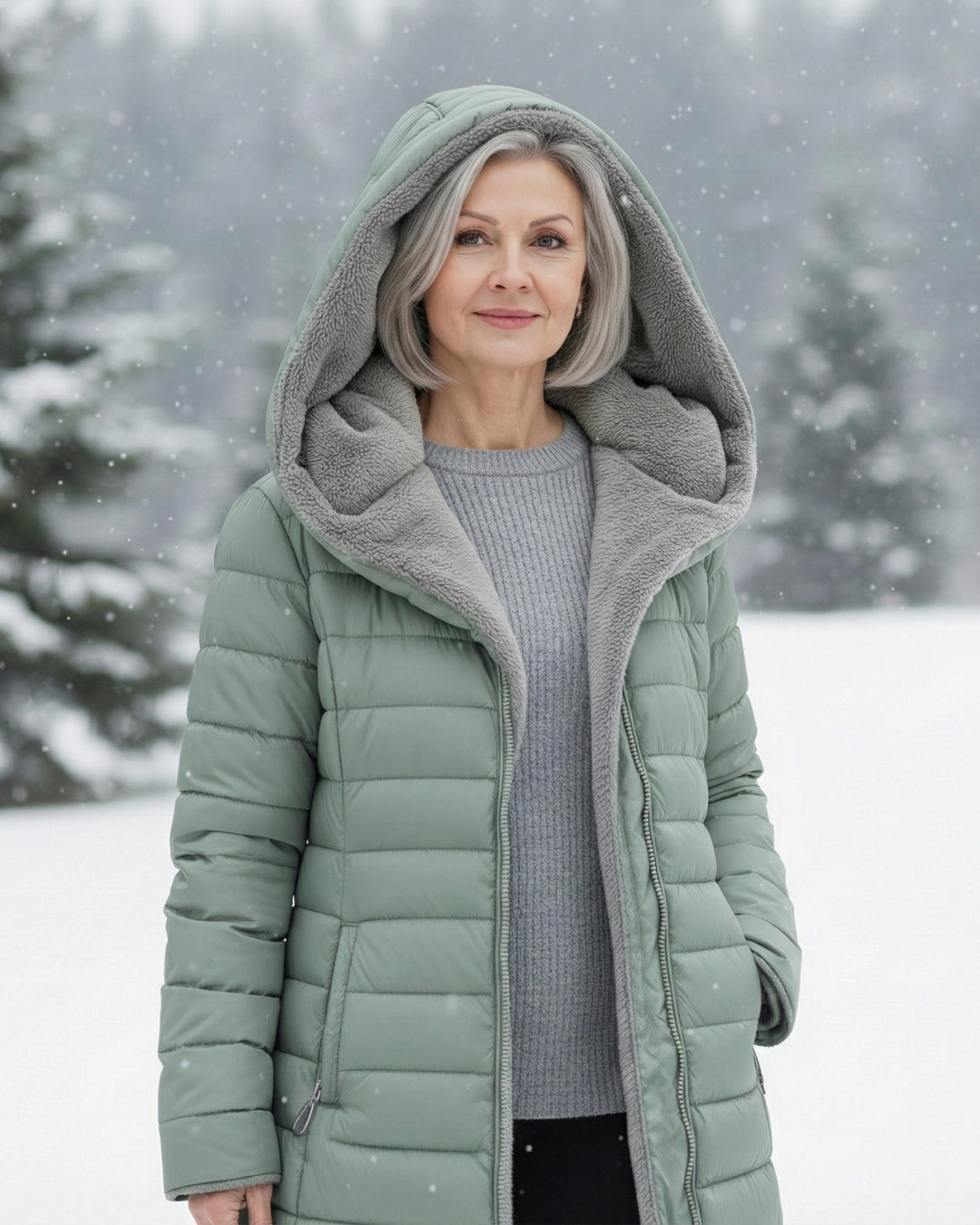 Damen Wintermantel Lang A Linie Gesteppt Kapuze Wasserabweisend Elegant