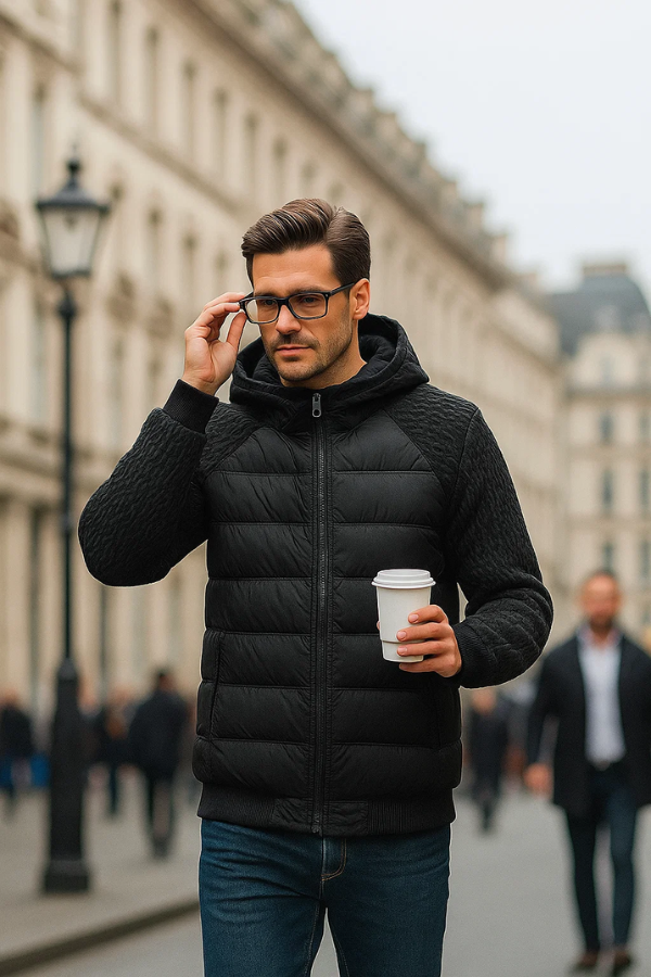 Herren Winterjacke Slim Fit Winddicht Wasserabweisend Leicht Kapuze Outdoor Warm Funktionsjacke