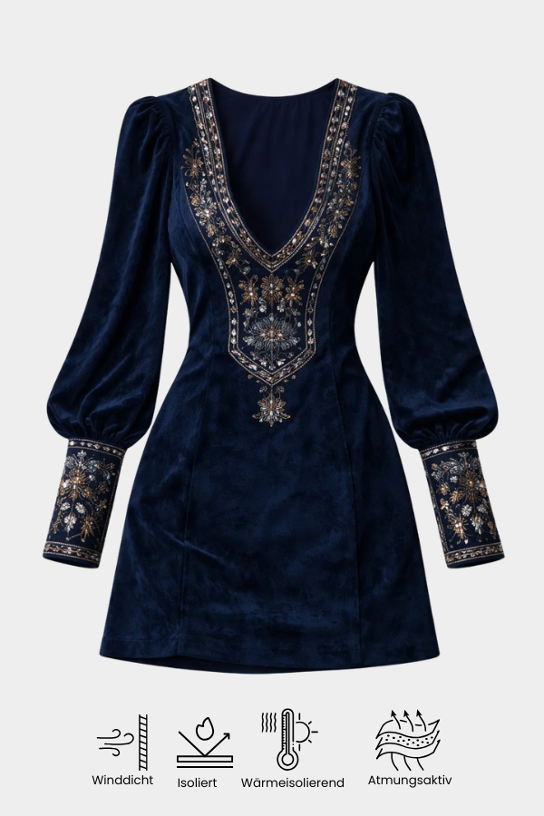 Damen Minikleid lila Suede-Optik Stickerei kurzärmlos elegante Passform