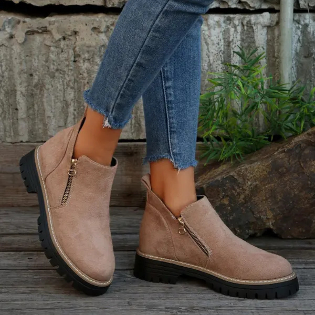 Damenstiefel Reißverschluss-Außensohle ist rutschfest und bequem im Chelsea-Stil