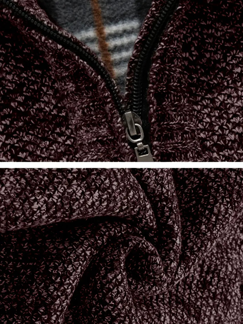 Herren Strickpullover Viertelreißverschluss Stehkragen und bequeme atmungsaktive Langarm