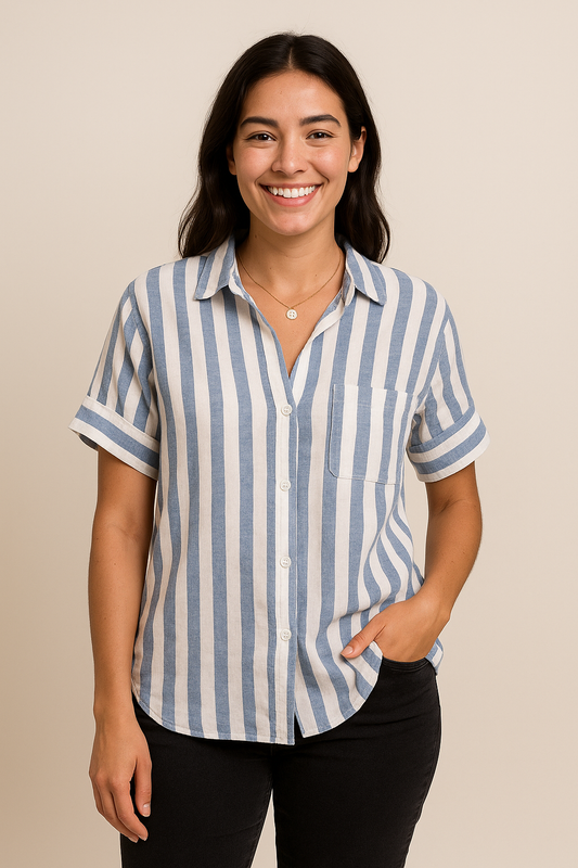 WILHELM | Damen Bluse aus Leinenmischung mit Streifen luftig & leicht