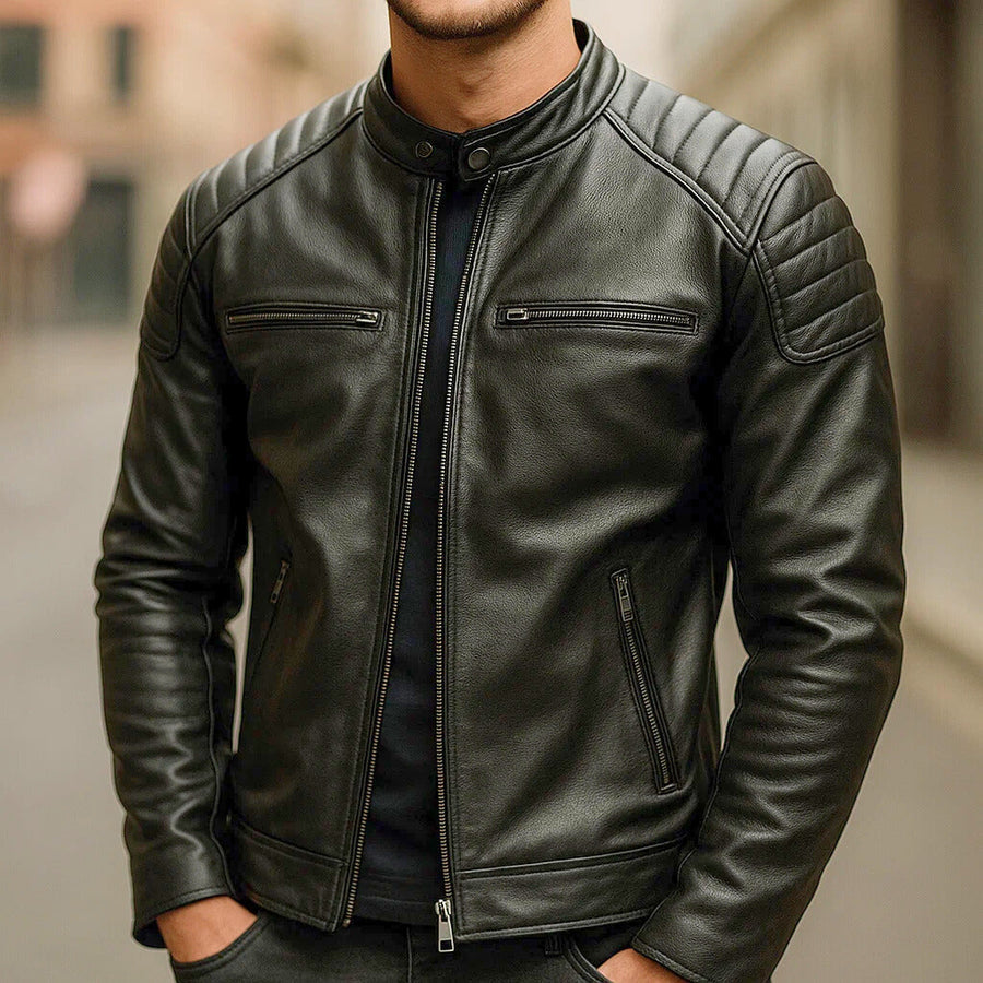 Herren Jacke Regular Fit Strukturiert Reißverschluss Warm Futter Alltag Business Casual Zeitlos Robust