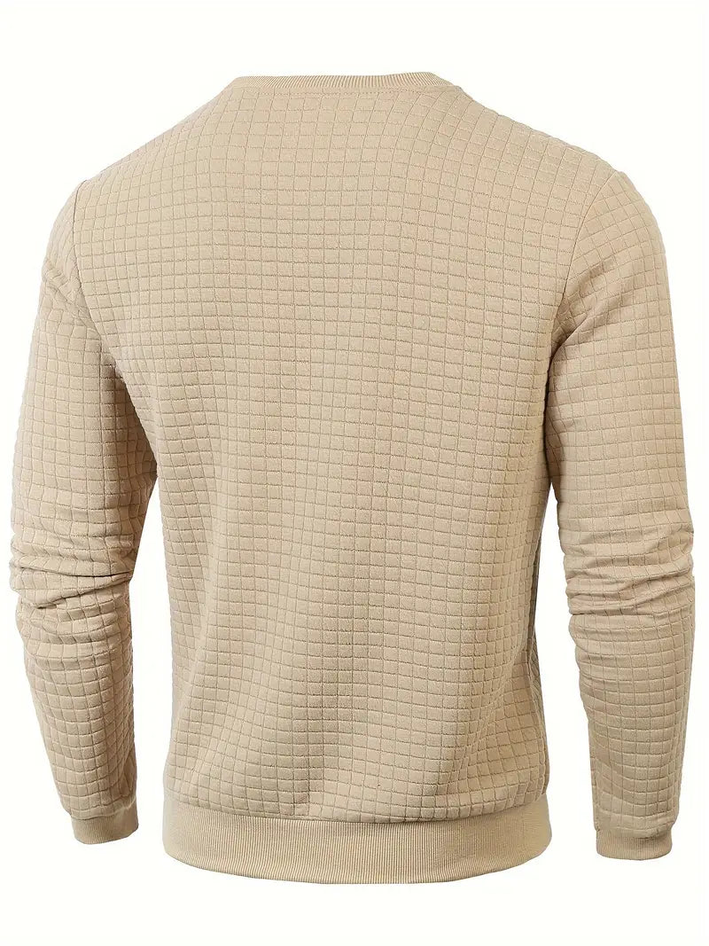 Herren Strickpullover Rundhals Karo Langarm bequem vielseitig