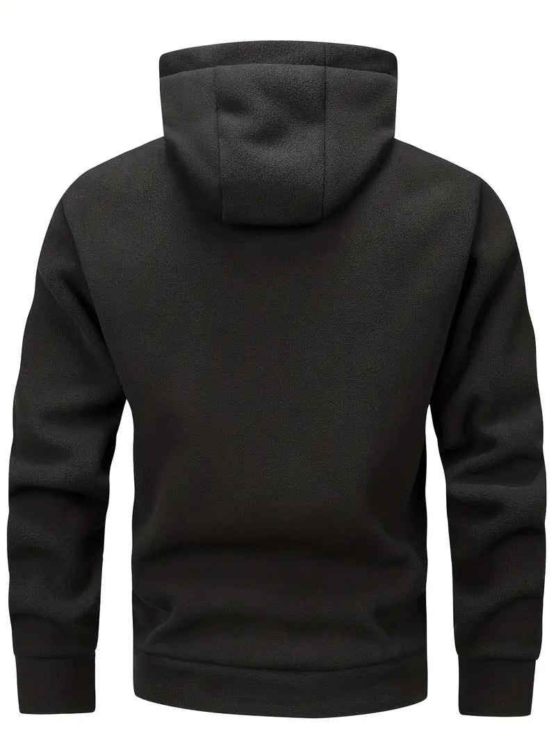 Herren Kapuzenpullover Reißverschluss Fleece Regular Fit Langarm Kängurutaschen Freizeit Hoodie warm