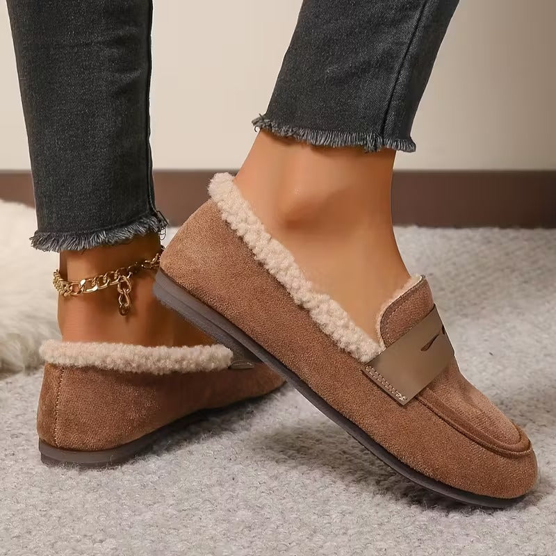 Damen Winter Mokassins gefüttert rutschfest flexibel warm bequem