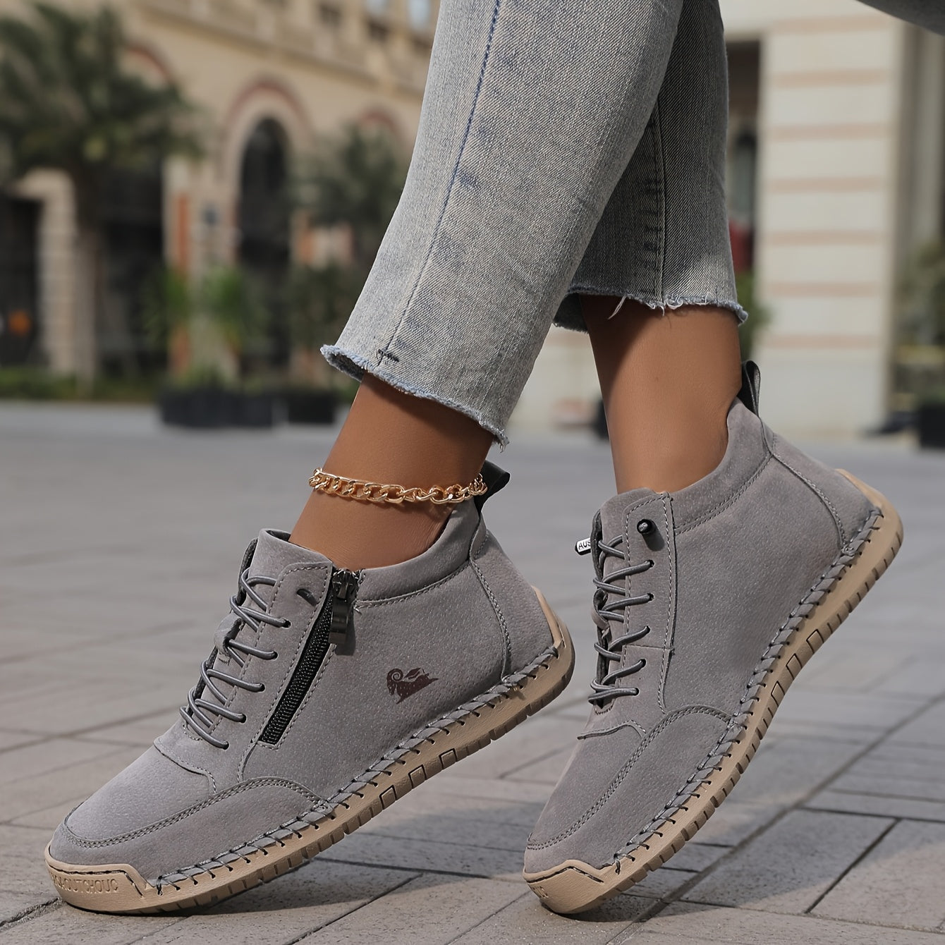 Herren Freizeitschuhe Reißverschluss Slip-gepolstert, fest flexibel bequem