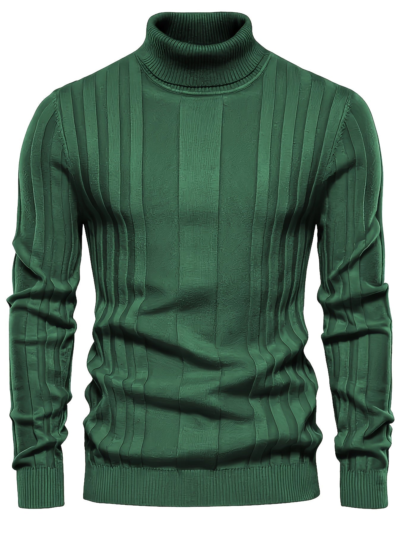 Herren Rollkragenpullover gerippt Slim Fit elastisch Langarm bequem warm