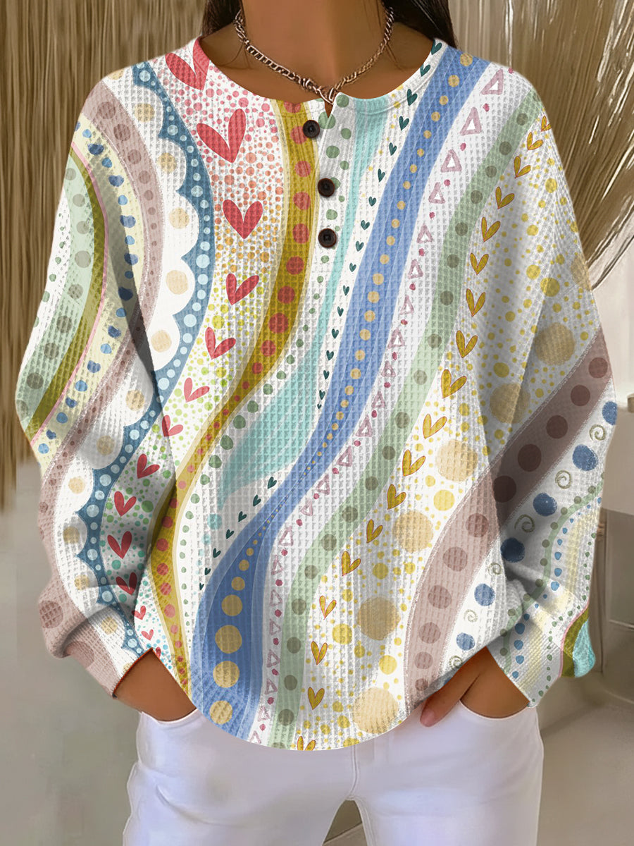 Damen Pullover Waffelstrick Langarm warme lockere bequeme weiche Passform