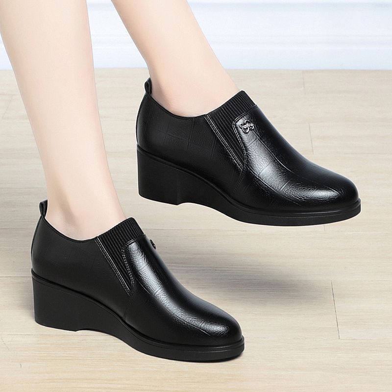 Damen Slip-On Keilschuhe, elegante Stretch rutschfeste gepolsterte bequeme