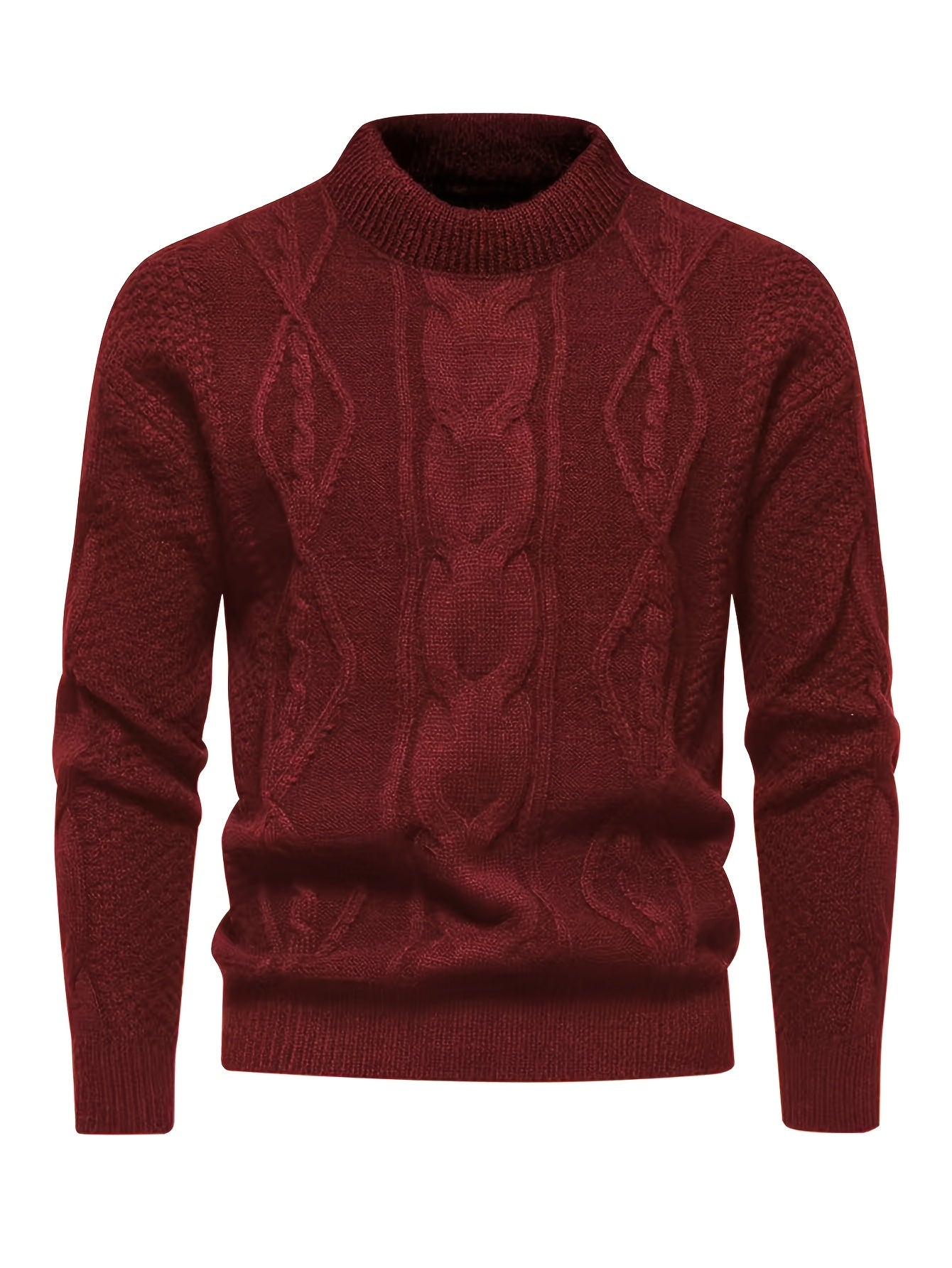 Herren Strickpullover Zopfstrick Langarm bequeme warme atmungsaktive normale Passform