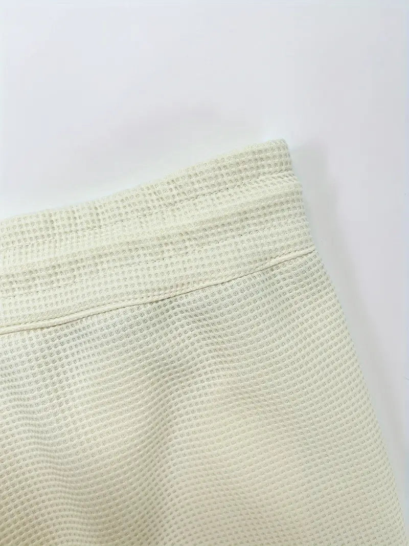Herren Jogginghose Waffelstruktur Casual Regular Fit Elastischer Bund Kordelzug Atmungsaktiv