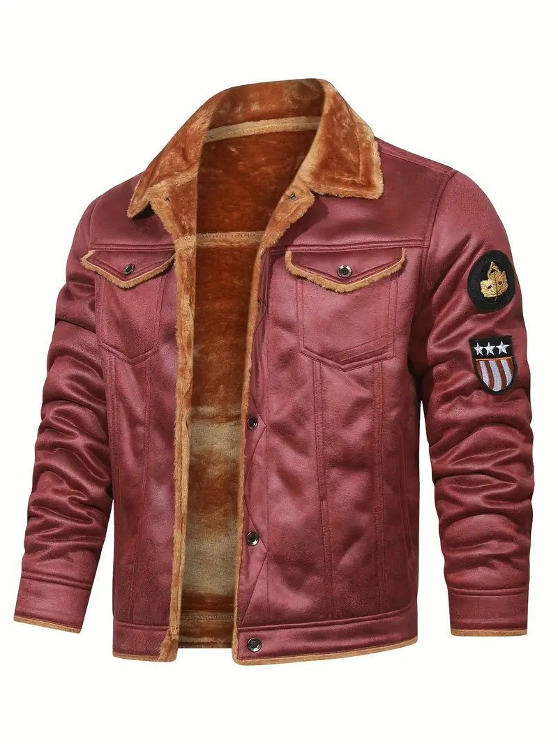 Herren Jacke Langarm Kunstfell Futter Polyester Regular Fit Warm Freizeit Urban Übergangsjacke