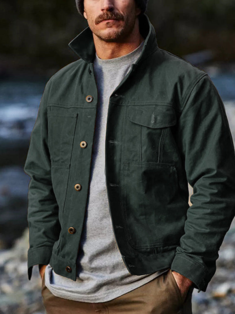 Herren Mantel Polyester bedruckt Retro Reverskragen Langarm regulär Herbst Winter