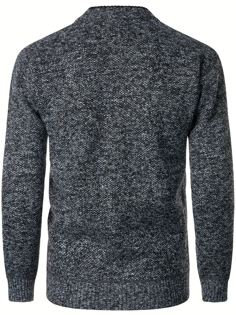 Herren Strickpullover Knopfleiste Taschen Langarm gefütterter Innenraum bequem
