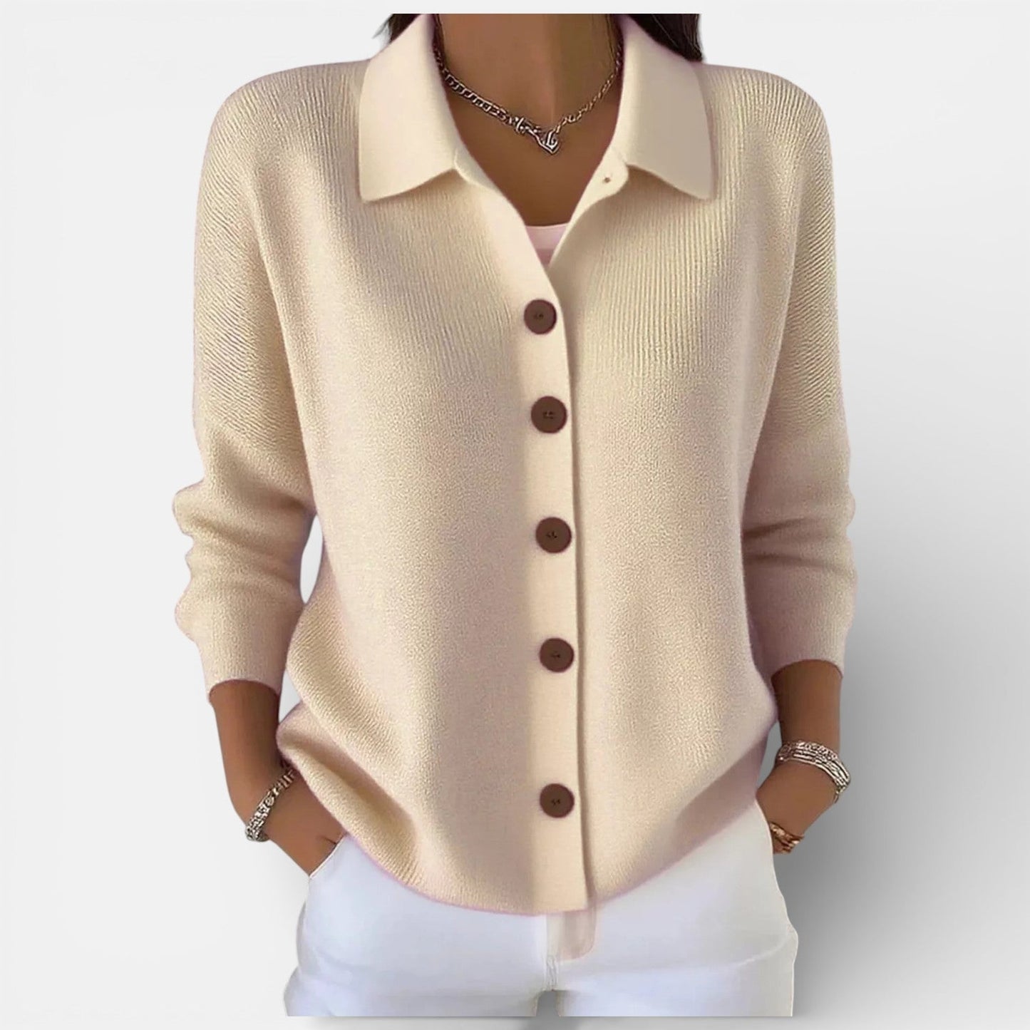Damenbluse mit Kragen und Knopfleiste, locker geschnitten, weich