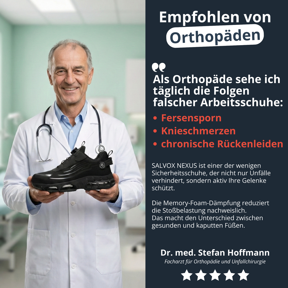 Herren S3 Sicherheitsschuh mit Memory Foam, dämpfender Arbeitsschuh für den beruflichen Einsatz