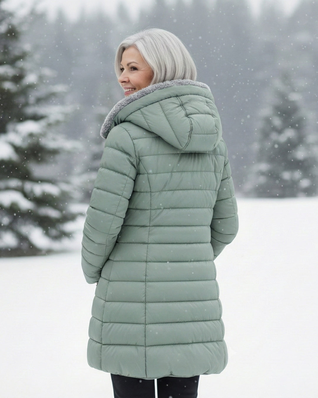 Damen Wintermantel Lang A Linie Gesteppt Kapuze Wasserabweisend Elegant