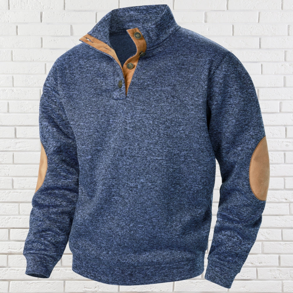 Herren Strickpullover Stehkragen Knopfleiste Langarm bequem vielseitig