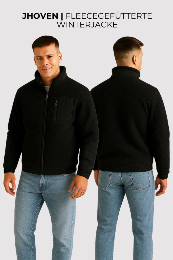Herren Winterjacke Regular Fit Fleecegefüttert Stehkragen Reißverschluss Warm Winddicht Casual Übergang