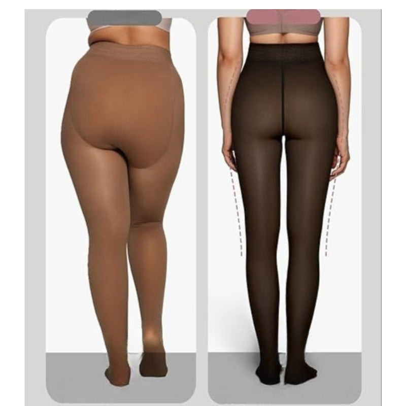Damen Thermo-Strumpfhose Slim Fit Fleece Innenfutter Transparent Effekt Hohe Elastizität Winter Warm Komfort