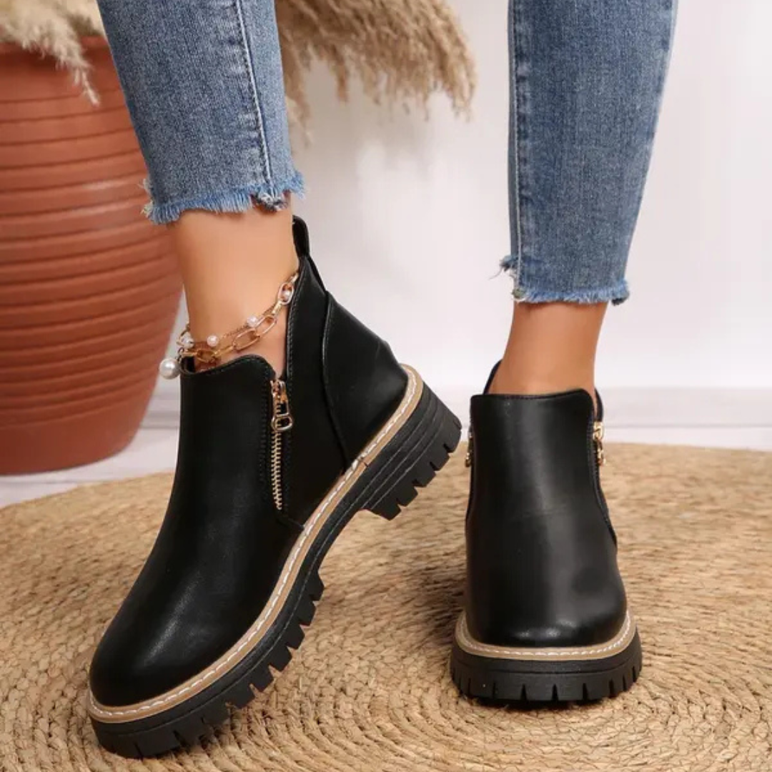 Damenstiefel Reißverschluss-Außensohle ist rutschfest und bequem im Chelsea-Stil
