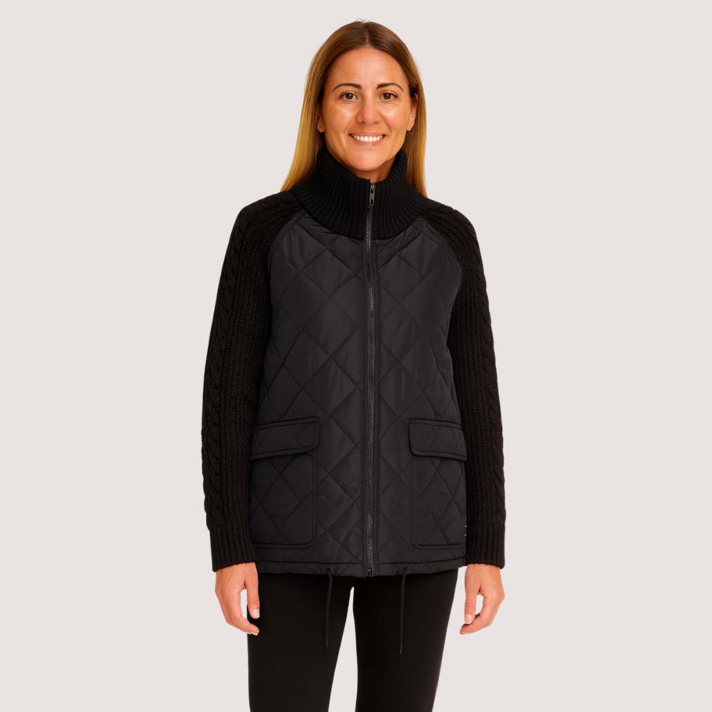 Damen Strickjacke Patchwork einfarbig Langarm Lockerer Fit Hüftlang Freizeit Übergangsjacke Strick