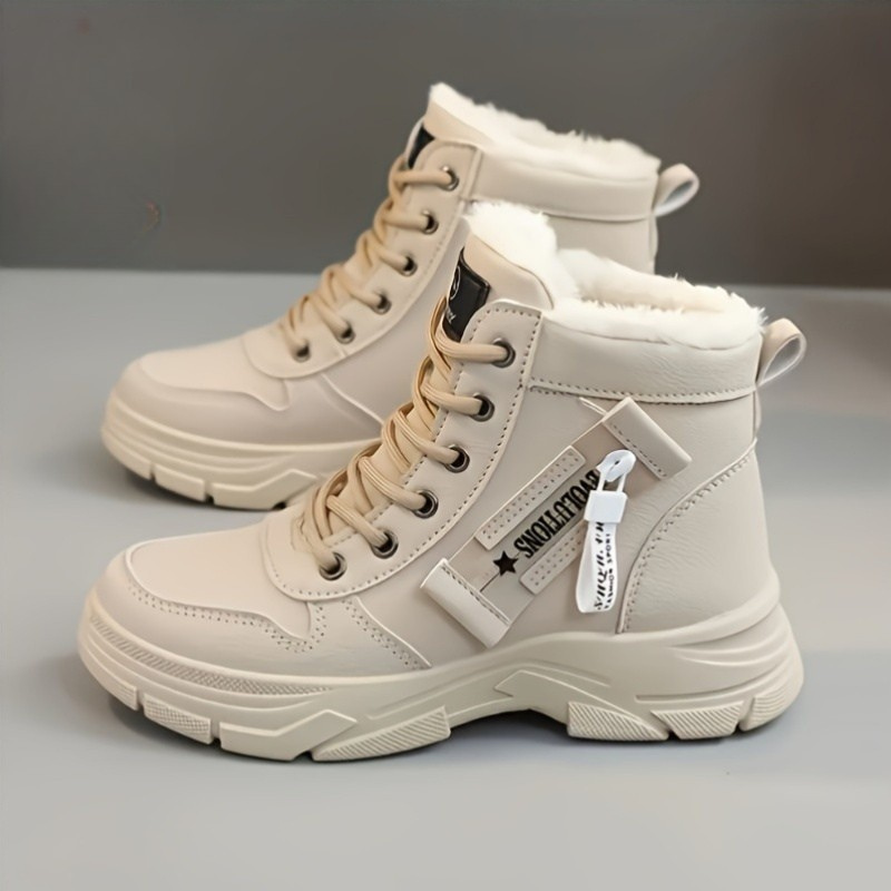 Damen Winterstiefel Schnürung Reißverschluss rutschfest gefüttert solide bequem