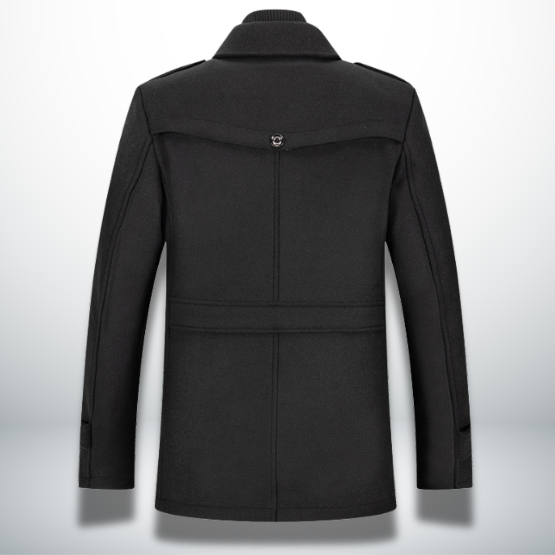 Herren Mantel Langarm Tailliert Reverskragen Reißverschluss Elegant Wintermantel Business Casual