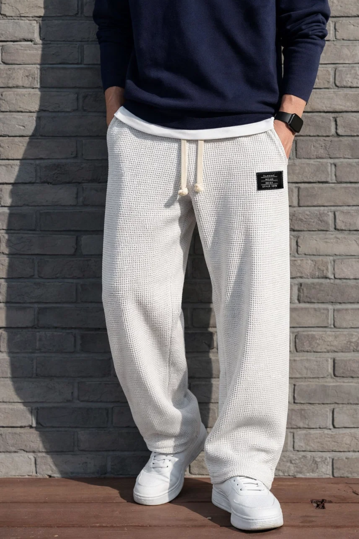 Herrenhose Entspannte Passform Kordelzug leicht elastisch bequeme Taschen