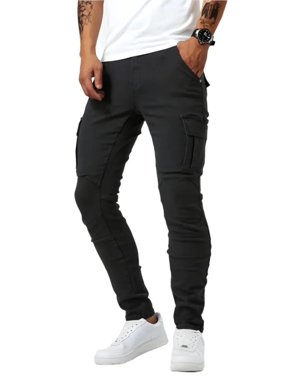 Herren Cargohose Slim Fit Baumwolle Stretch bequeme Taschen