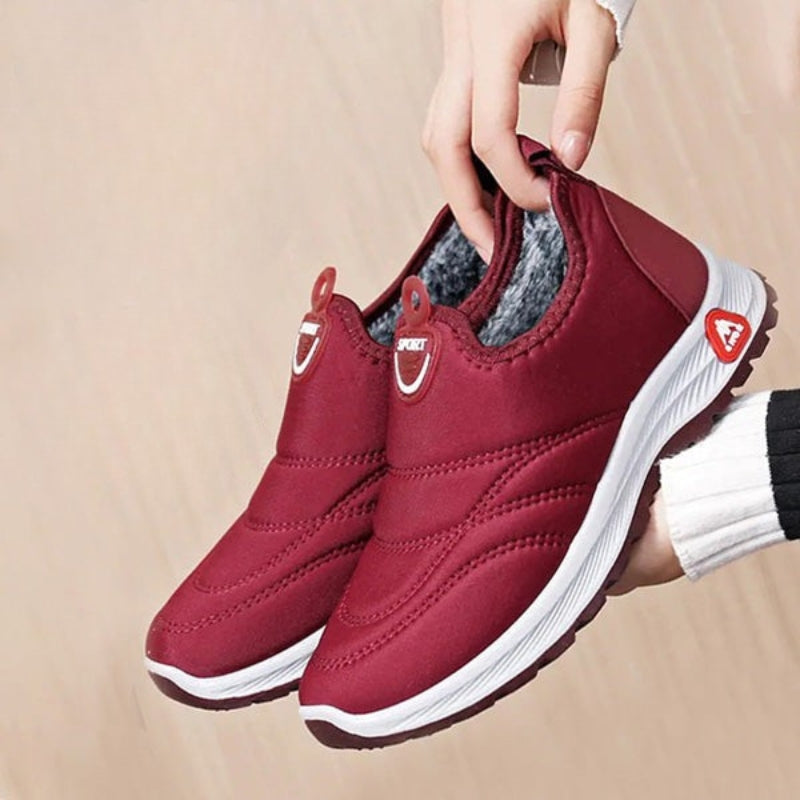 Damen Winter Sneaker gefüttert rutschfest wasserabweisend Slip-On elastisch leicht Outdoor