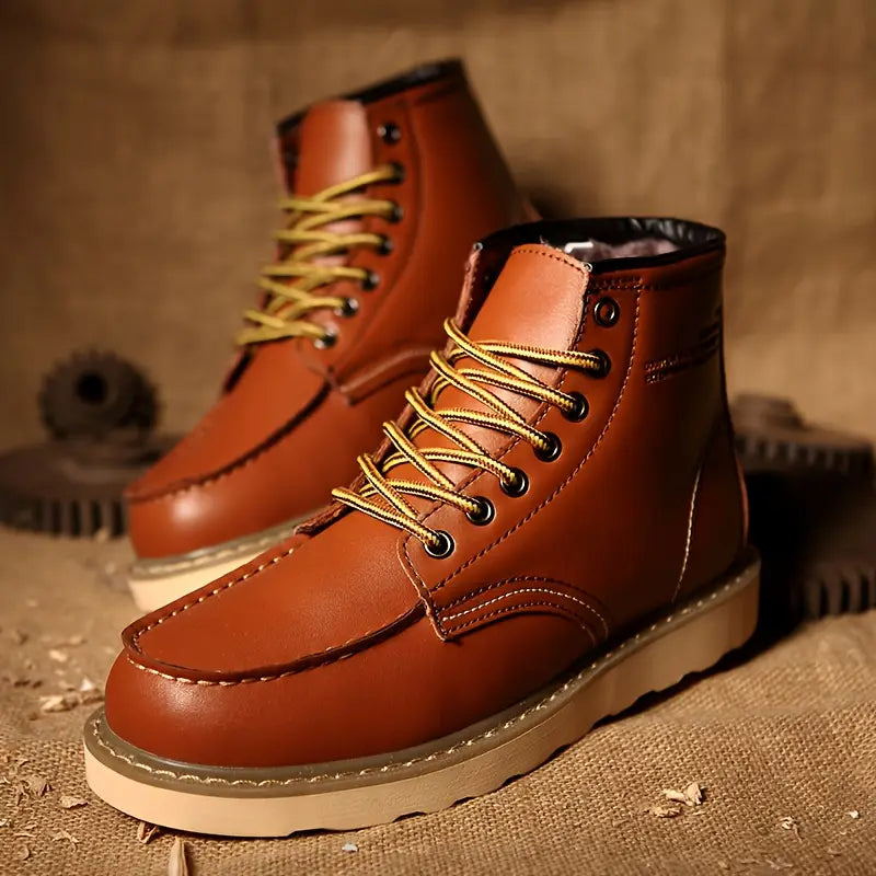 Herren Retro Stiefel gefüttert warm knöchelhoch komfortabel rutschfeste Sohle