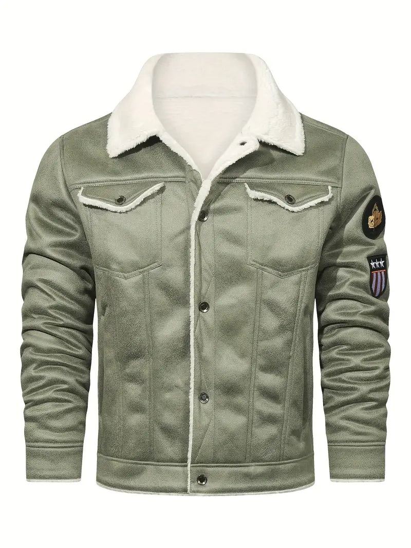 Herren Jacke Langarm Kunstfell Futter Polyester Regular Fit Warm Freizeit Urban Übergangsjacke