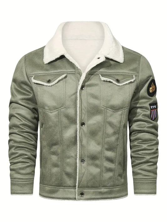 Herren Jacke Langarm Kunstfell Futter Polyester Regular Fit Warm Freizeit Urban Übergangsjacke
