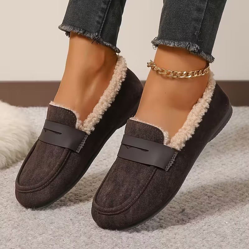 Damen Winter Mokassins gefüttert rutschfest flexibel warm bequem