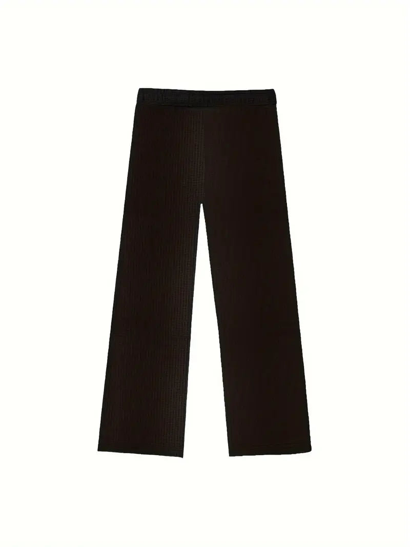 Herren Jogginghose Waffelstruktur Casual Regular Fit Elastischer Bund Kordelzug Atmungsaktiv