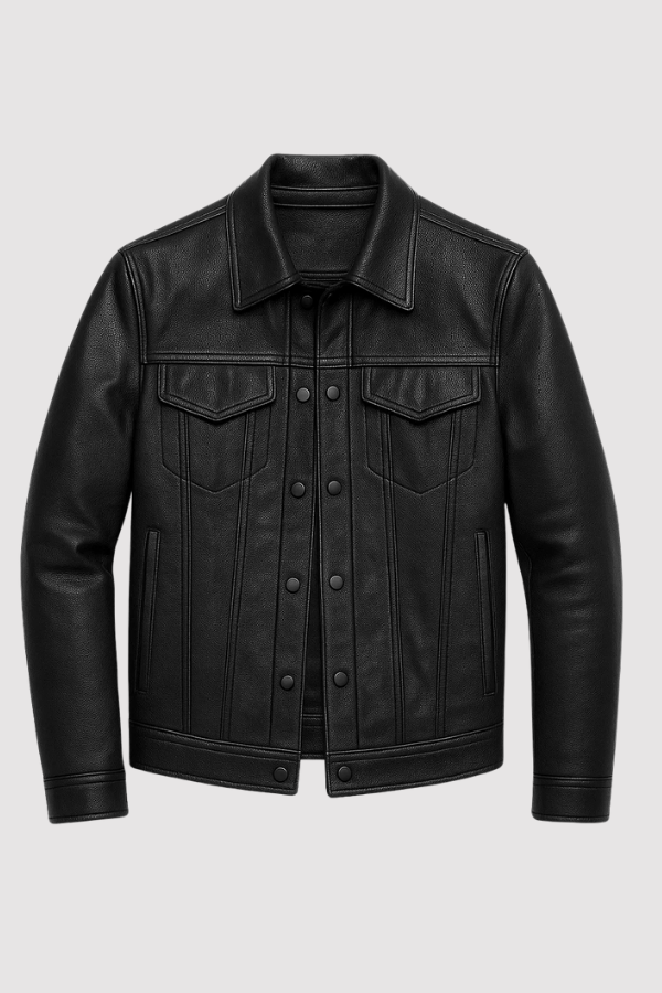 Herren Biker Lederjacke asymmetrischer Reißverschluss Reverskragen klassischer Schnitt