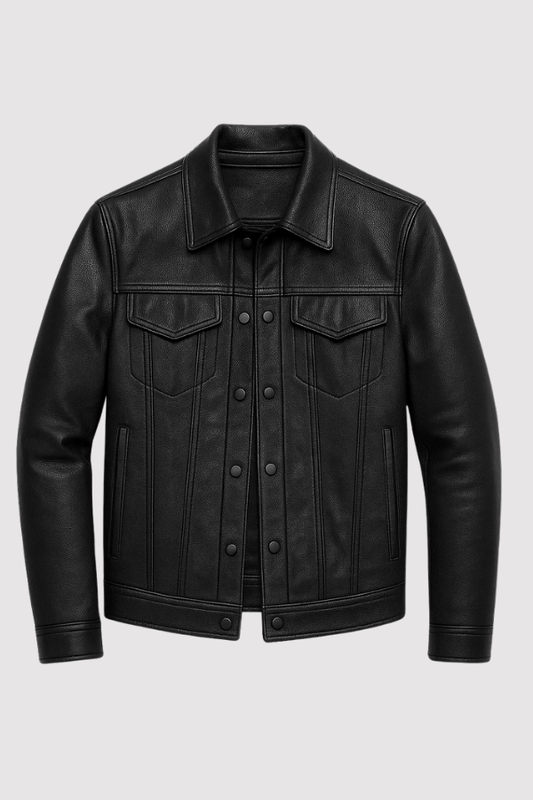 Herren Biker Lederjacke asymmetrischer Reißverschluss Reverskragen klassischer Schnitt