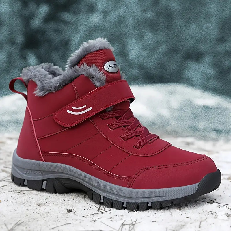 Unisex Winterschuhe Klettverschluss Slip gefüttert solide breite bequem