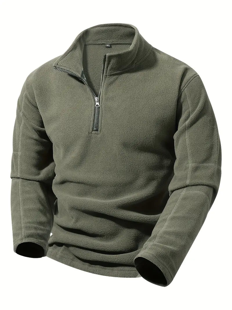 Herren Fleece Sweatjacke Halber Reißverschluss Stehkragen warm bequem