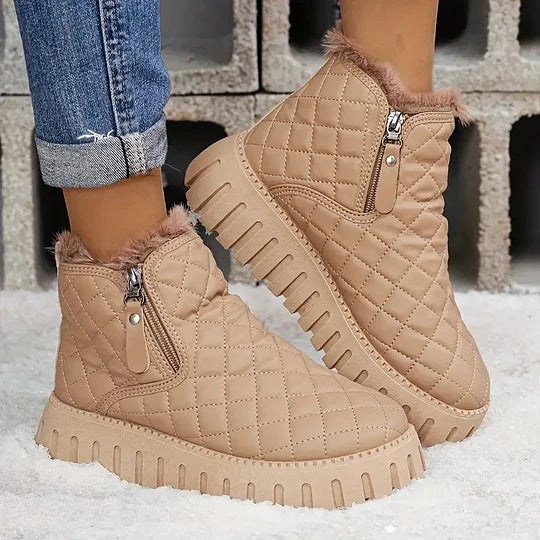 Damen Schneestiefel gefüttert rutschfest wasserabweisend knöchelhoch Reißverschluss Winterstiefel