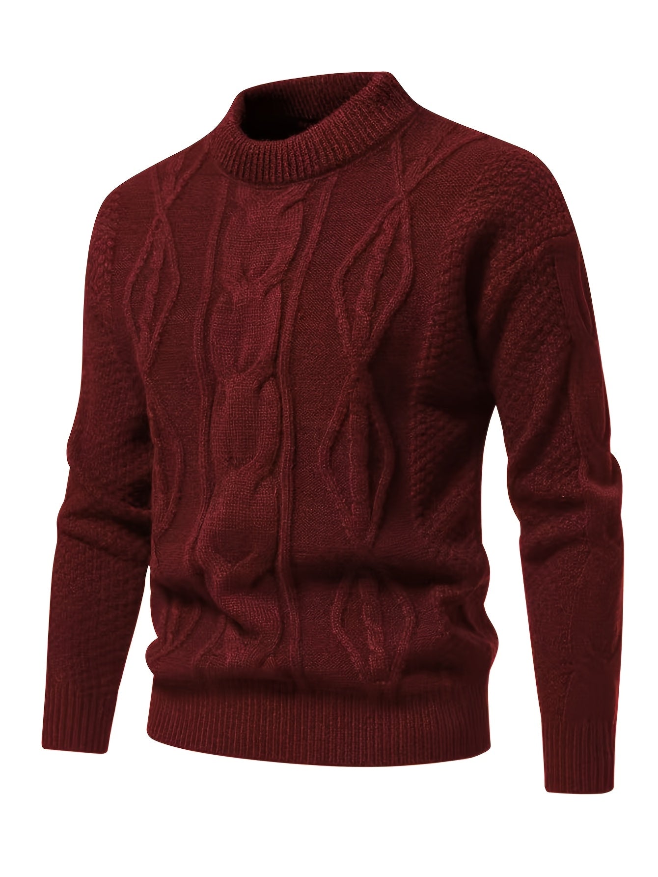 Herren Strickpullover Zopfstrick Langarm bequeme warme atmungsaktive normale Passform