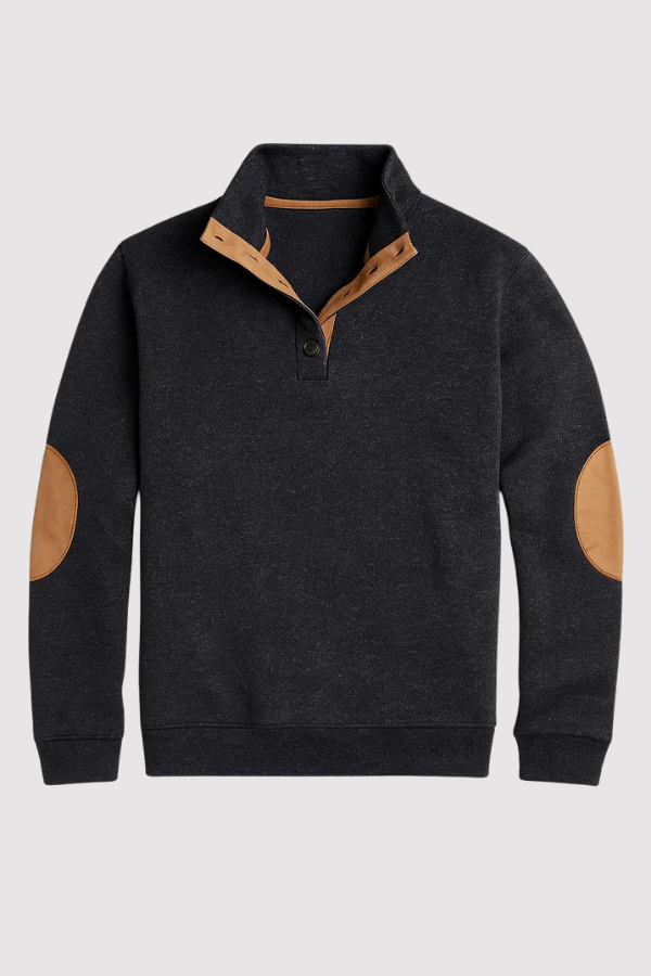 Herren Pullover Regular Fit Stehkragen Knopfleiste Strick Warm Casual Elegant Übergang Alltag